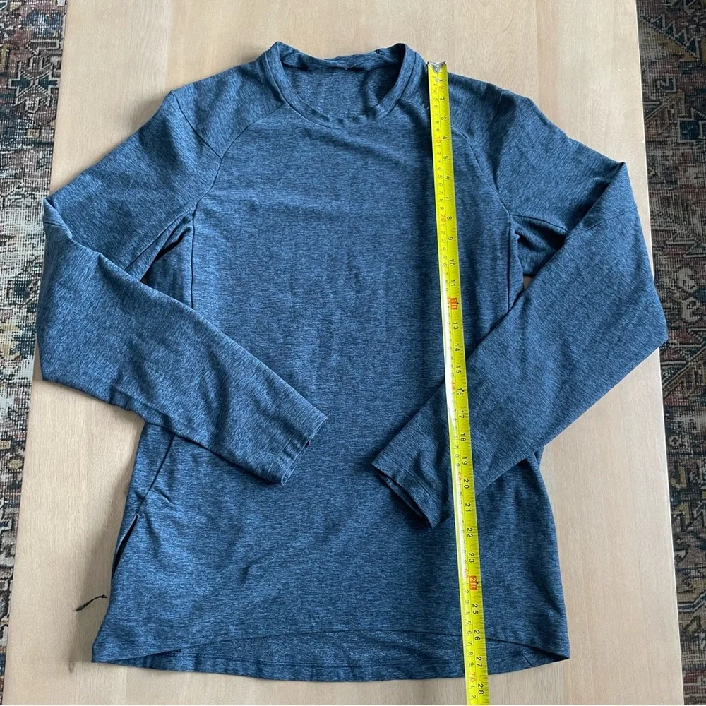 Lululemon Surge Warm Long Sleeve Heathered True Navy / Black - Picture 9 of 11